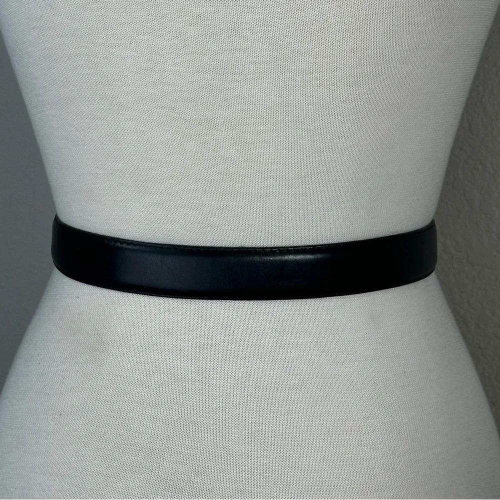 Talbots Vintage 1994 Leather Belt Silver Decorative Buckle Sz Medium‎